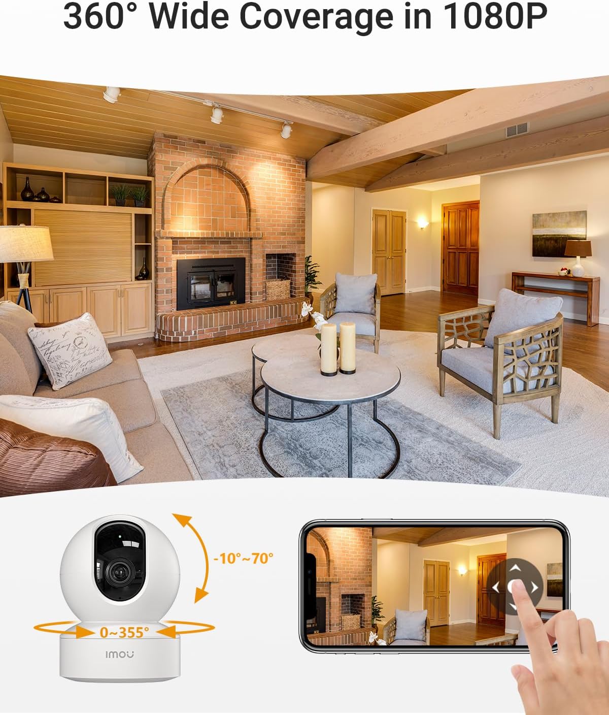 Imou 1080P Indoor Smart Camera, 360° PTZ, Night Vision, Two-Way Talk