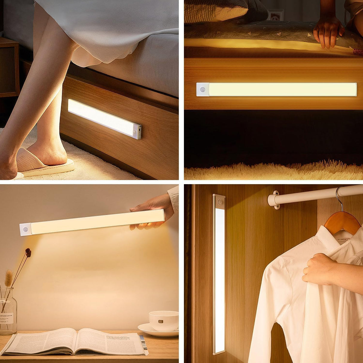 Under Cabinet Light, Necomi 2 Pack 3 Colors Motion Sensor Light 2500mAh Rechargeable Wireless Closet light,Dimmable Night Lights for Bedroom,Closet,Kitchen,Hallway, Cupboard Light,40CM