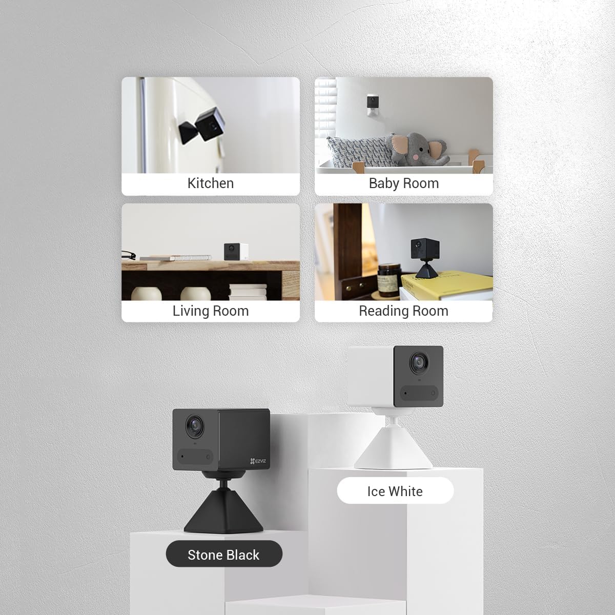 EZVIZ 2025 Mini Battery Camera Indoor Wireless 512GB, No Plug-in, No Subscription, with Audio Video, App Control, 2.4GHz, Motion/Human Detection, Night Vision, Two Way Audio, Google Alexa Control(CB2)