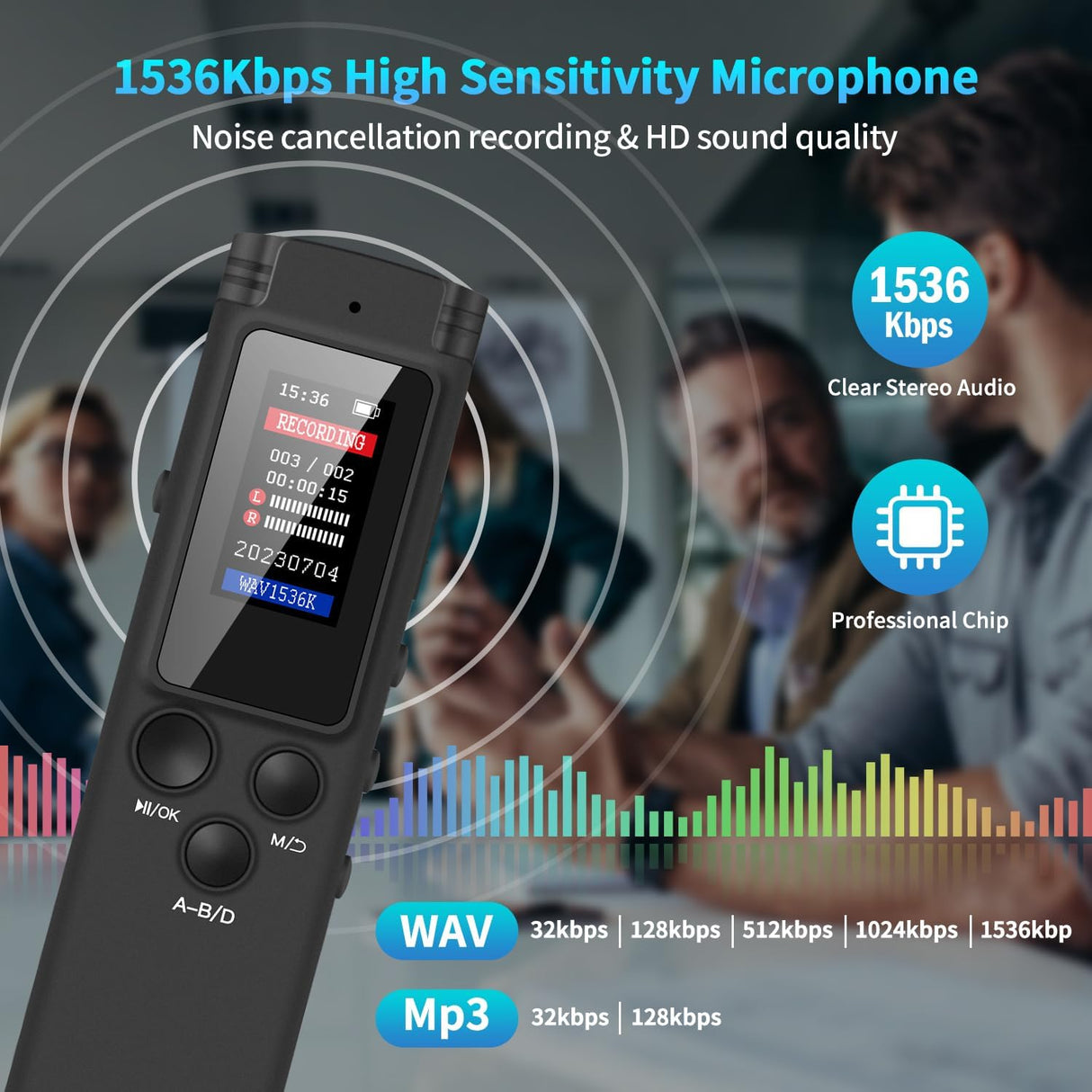 ASINNO 64GB Digital Voice Recorder, Voice-Activated + USB-C