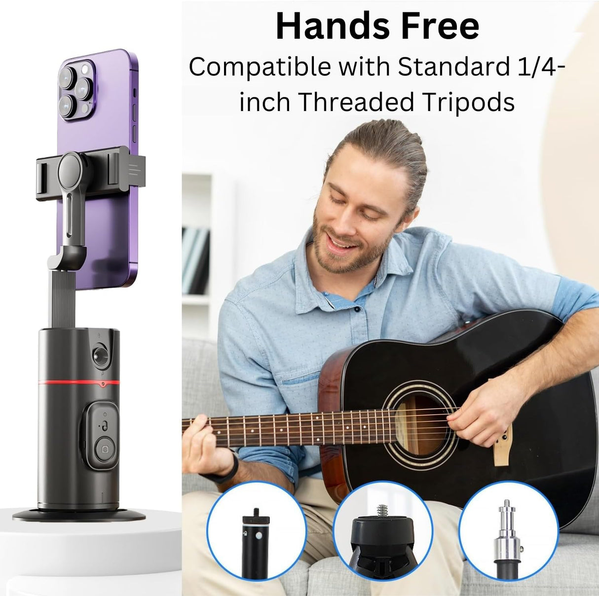 Auto Face Tracking Tripod, Smart Selfie Stick Object Tracking Holder, No App Required, 360° Rotation Body Phone Camera Mount with Detachable Remote, Smart Shooting Holder With Gesture Control