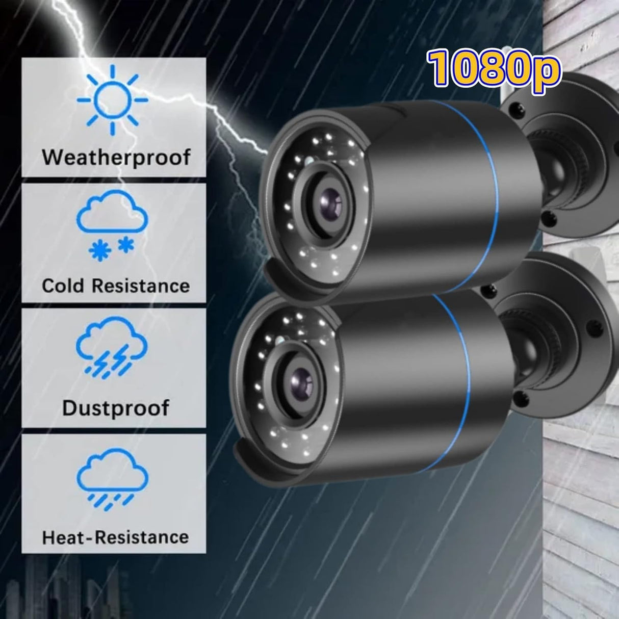 5iktery 4-Channel AHD DVR Kit with 4 Bullet Cameras + 512GB HDD