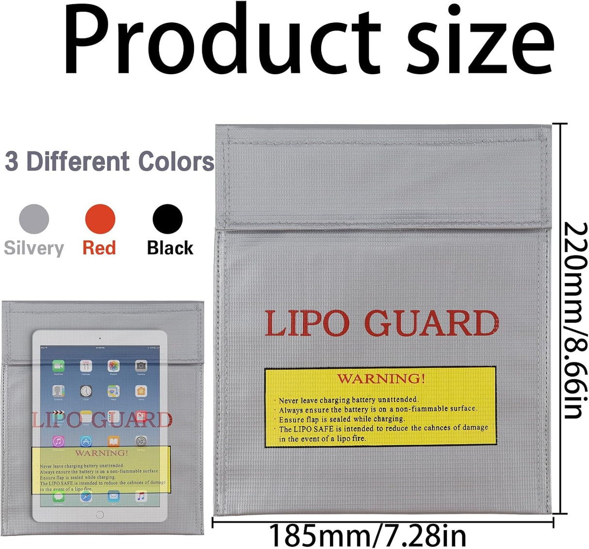 Erzekrim Pack of 3 Fireproof Waterproof Safe Bag Fireproof Battery Bag Fireproof Document Bag Case Container Lipo Safety Guard Explosion-proof Battery Explosion Proof (Pack of 3)