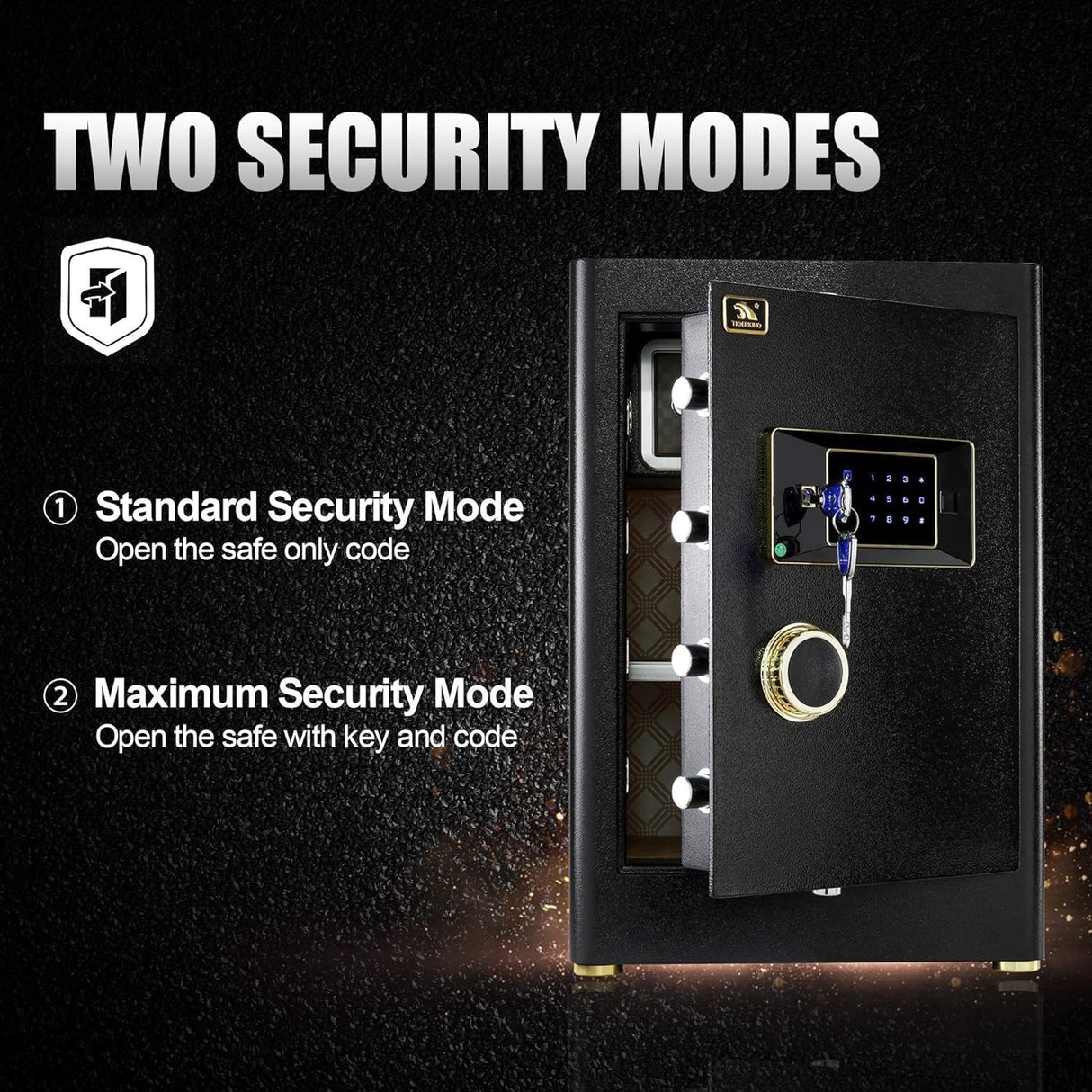 Heavy Duty Large Home Safe – 2.05 Cubic Feet Digital Security Safe with Touchscreen Keypad & Internal Lock Box for Home Office Business, Black