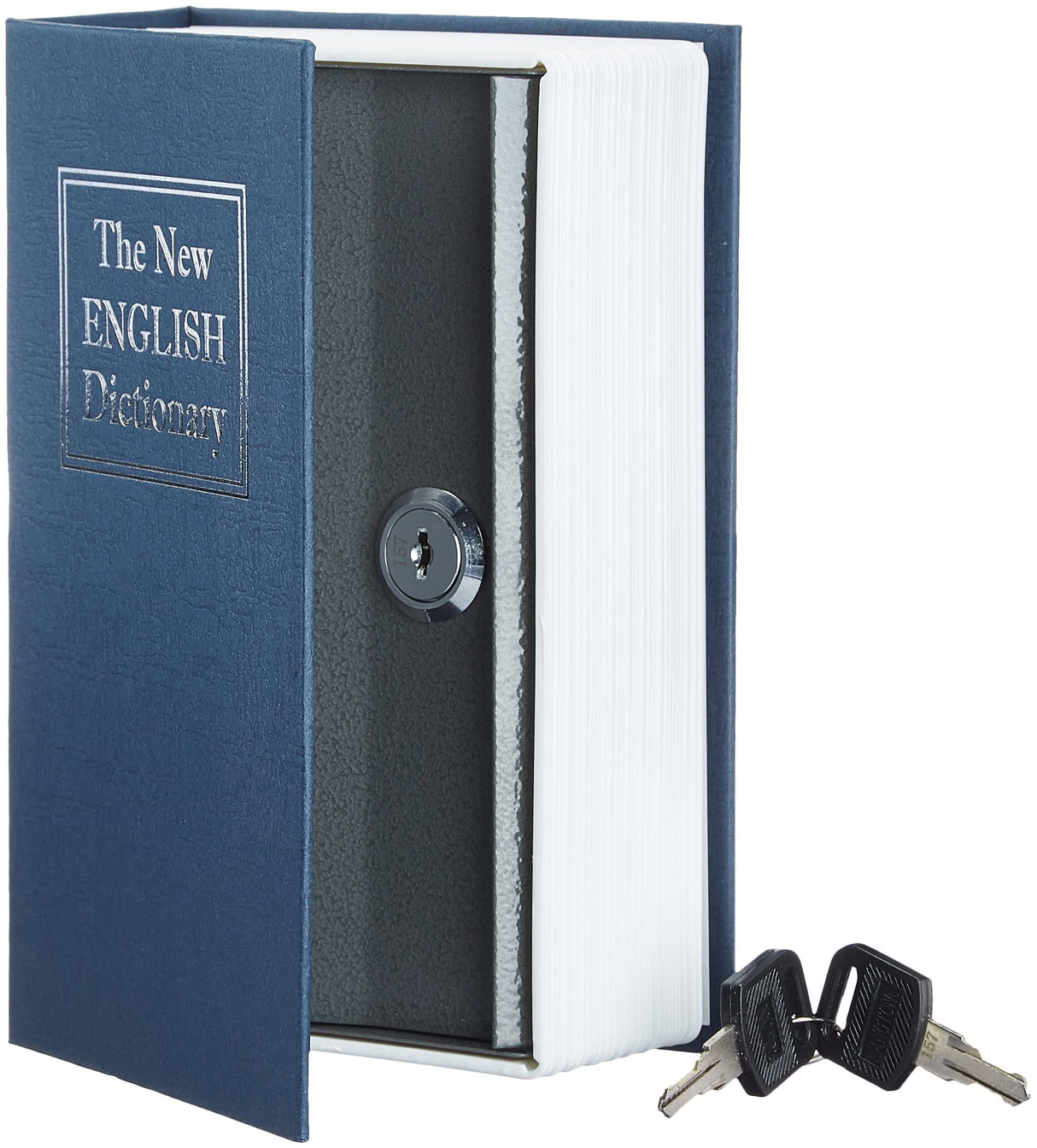 Amazon Basics Book Safe- Key Lock- Large, Blue