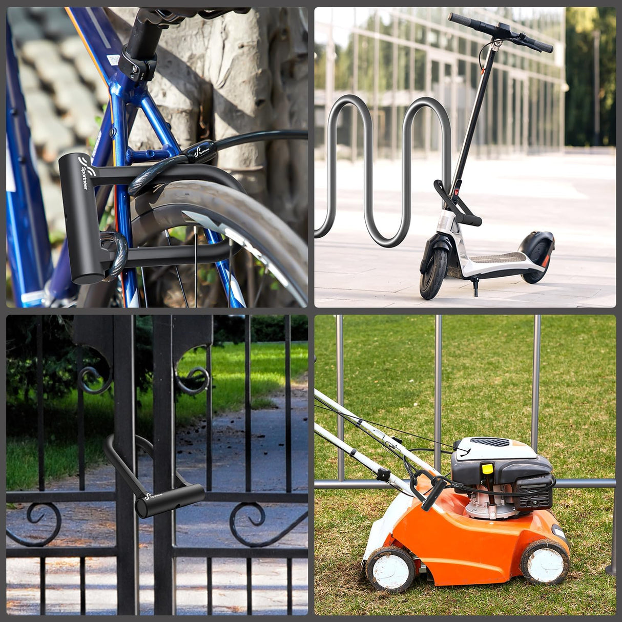 Sportneer Bike Lock Set Heavy Duty U Lock with 5 Ft Security Steel Cable for Road Mountain Bike