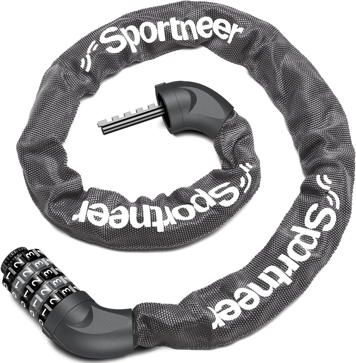 Sportneer Bike Lock: 5 Digit Combination Bike Chain Lock High Security Anti Theft - 3.2ft (0.97m) Heavy Duty Bicycle Lock for Bike Scooter - 6mm Thick