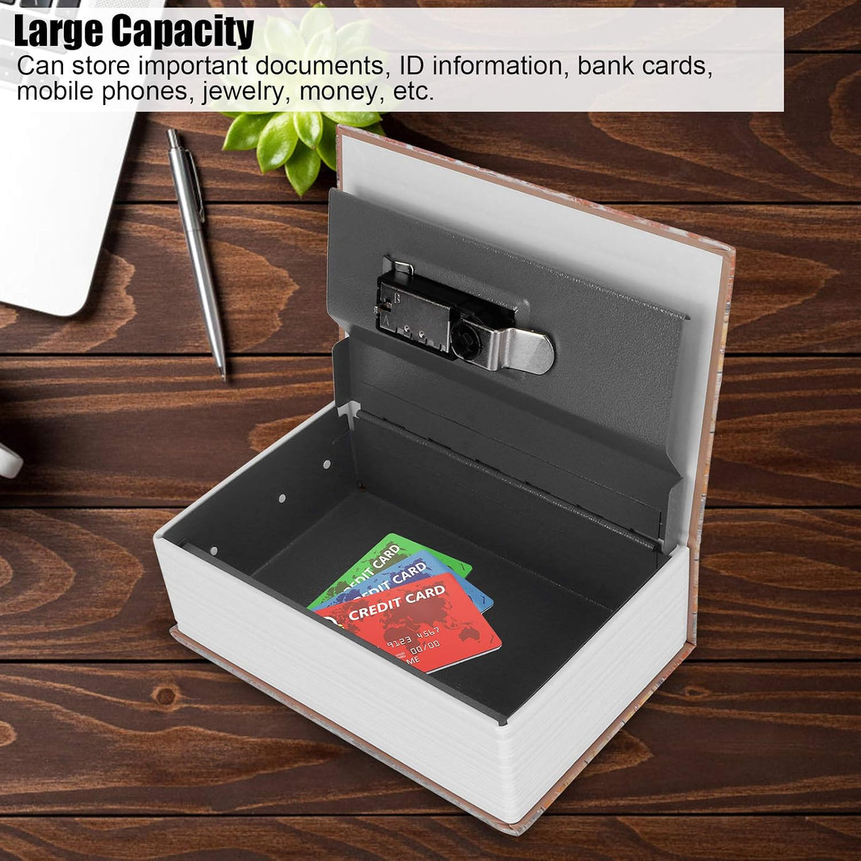 FOTABPYTI Cash Box, Safe Case Large Capacity Safe Box, Book Safe Humanized Design for Office Home