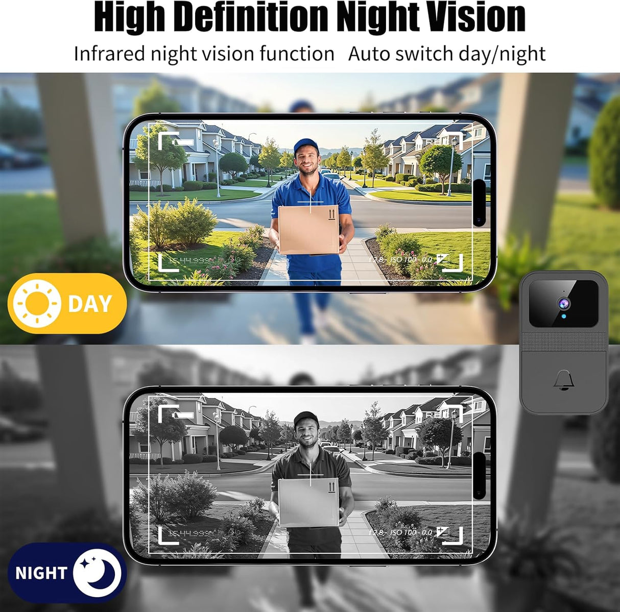 OBEST video doorbell wireless, doorbell camera outdoor, App control, intelligent voice changing, high-definition night vision, automatic capture, Battery powered