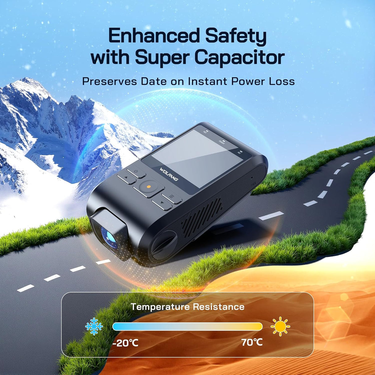WOLFANG Dash Cam Front, 1440P Mini WiFi DashCam for Cars, 2ââ IPS Car Camera with SD Card, Dash Cam with Parking Monitor, Night Vision, WDR, 170° Wide Angle, G-Sensor, Loop Recording, APP Control