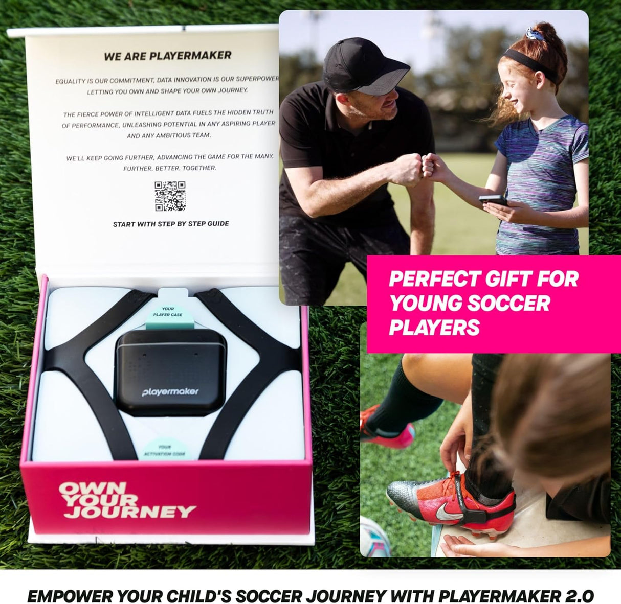 Playermaker 2.0 Smart Soccer Tracker for Cleats, 25+ Technical & Physical Soccer Training Metrics, 12 Month Access to Playermaker Technology App, Next-Level Precision Beyond GPS Trackers, Medium
