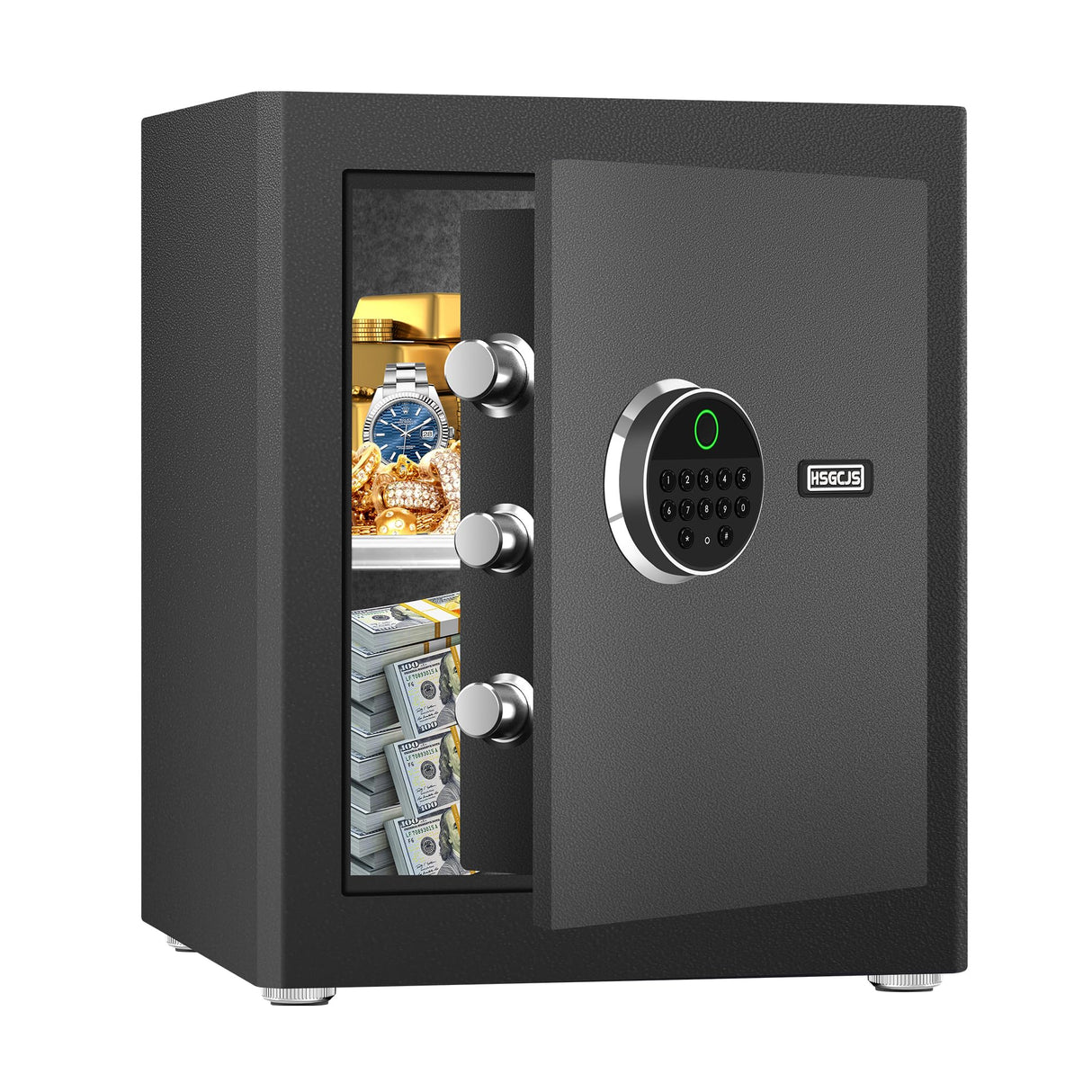 HSGCJS Biometric Fingerprint Safe, Home Safe Box with full Digital Keypad,Security Safe For Home,Office and Hotel-1.2 Cubic Feet