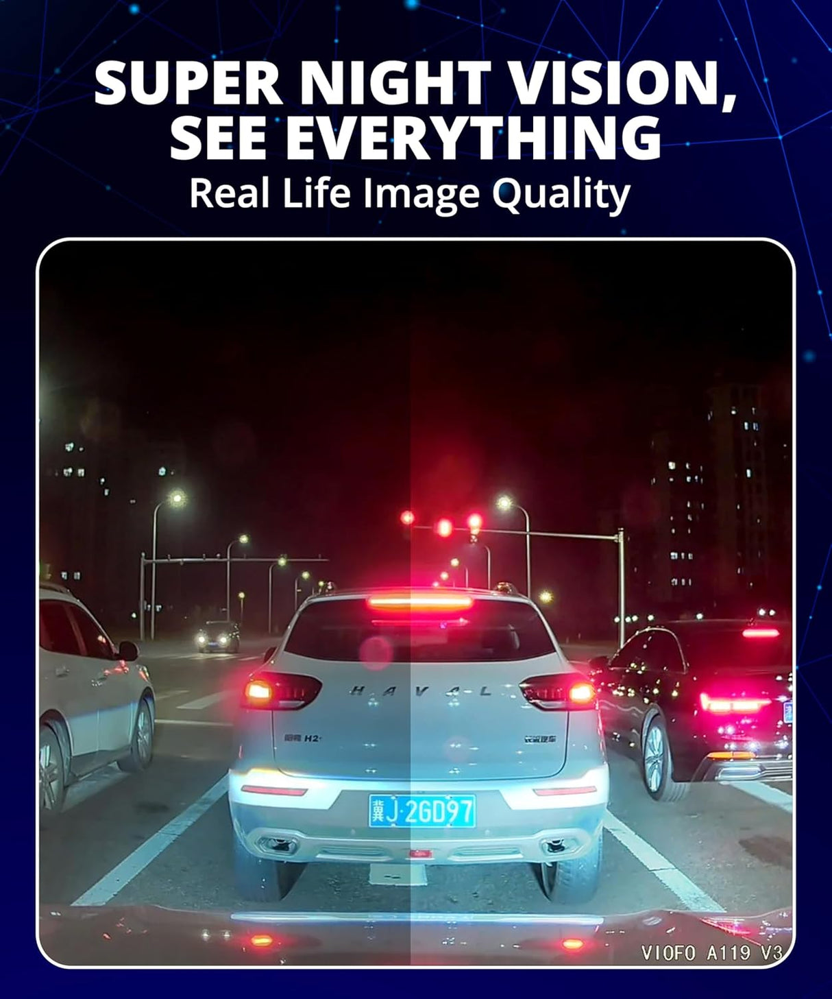 VIOFO A119 V3 Dash Cam 2K, GPS, True HDR, Buffered Parking Mode, 2560x1440P Quad HD+ Car Dash Camera, Ultra Clear Night Vision, 140-Degree Wide Angle, Motion Detection, G-Sensor, Time Lapse