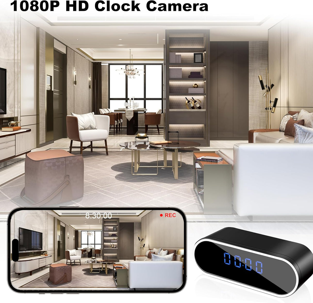 NJINALW - Smart Watch Camera, WiFi HD 1080P Mini Wireless Camera with Night Vision, Motion Detection and Remote Viewing, Nanny Camera for Baby/Elderly/Care