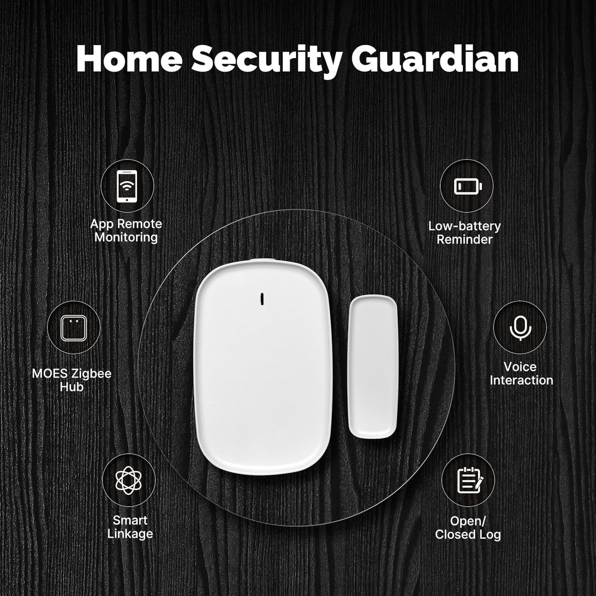 MOES Smart Door and Window Sensor, Wireless Detector for Alarm System and Home, Compatible With Smart Life/MOES APP, Works With Alexa Google Home Voice Control, Requires ZigBee Gateway