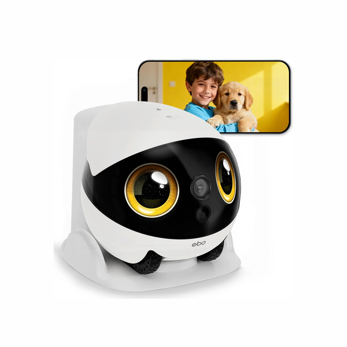 Enabot EBO Air 2S FamilyBot Home Robot Camera: 2.5K Indoor Pet Cam, Movable Robot Camera, 2-Way Video, Auto-Recharge, Long Battery Life, Custom Facial Image, Night Vision