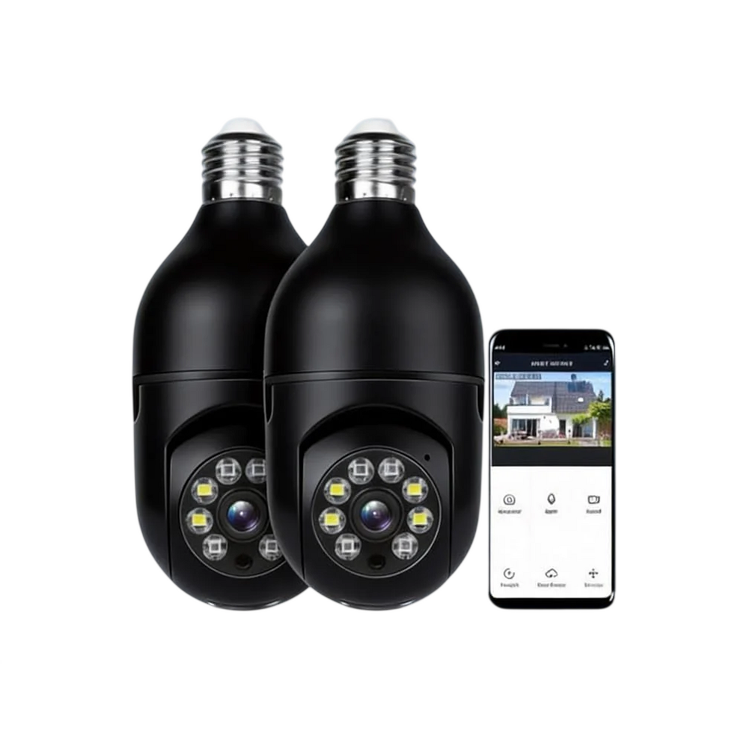 2 Pack Bulb WiFi Camera, Wireless Panoramic HD Indoor Camera
