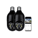 2 Pack Bulb WiFi Camera, Wireless Panoramic HD Indoor Camera