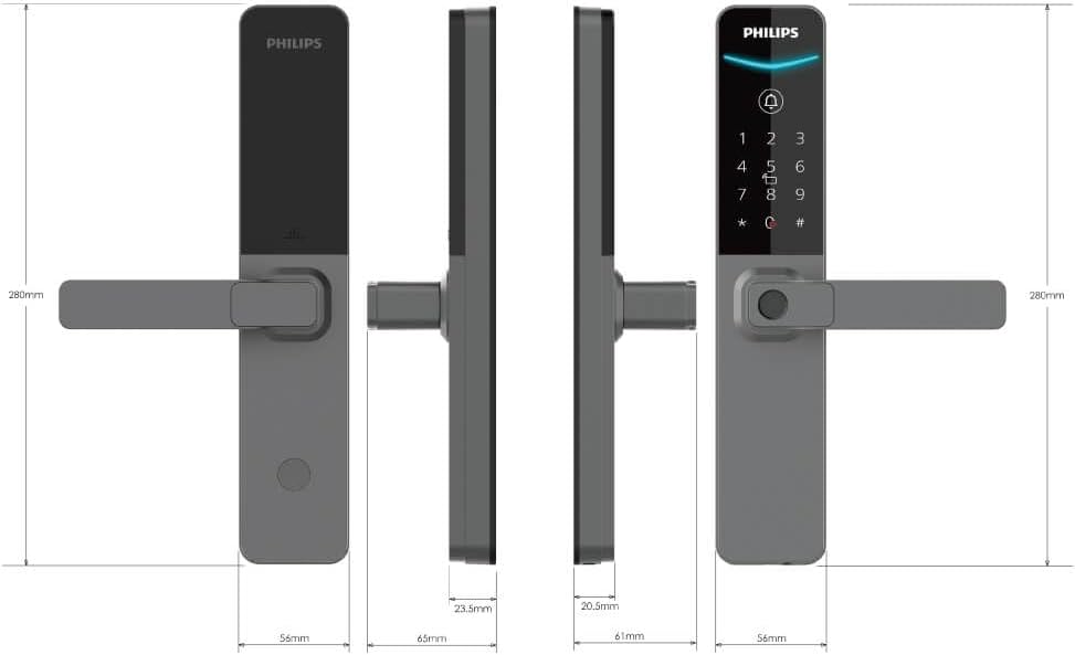 Philips EasyKey DDL615-5HBS Smart Lock, Fingerprint + PIN + RFID + App