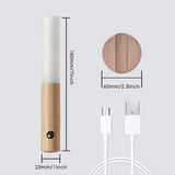 Motion Sensor Night Light, USB Rechargeable Smart LED Light with Human Body Sensor, Magnetic Stick-On Night Lamp for Bedroom, Hallway, Stairway, Wardrobe (Ash Wood)