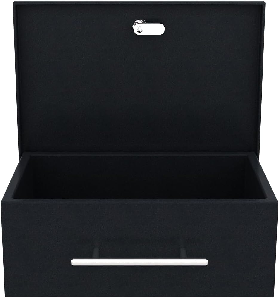 RIGID Large Cash Box | Steel Safe Box | Metal Security Chest with Key Lock | Durable Portable Money Box Safe for Bills Jewelry Receipts Coins (22 * 32.5 * 12 cm) Black - Assembled