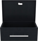 RIGID Large Cash Box | Steel Safe Box | Metal Security Chest with Key Lock | Durable Portable Money Box Safe for Bills Jewelry Receipts Coins (22 * 32.5 * 12 cm) Black - Assembled