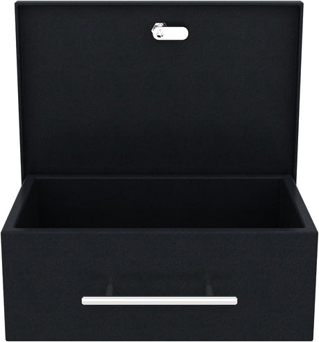RIGID Large Cash Box | Steel Safe Box | Metal Security Chest with Key Lock | Durable Portable Money Box Safe for Bills Jewelry Receipts Coins (22 * 32.5 * 12 cm) Black - Assembled