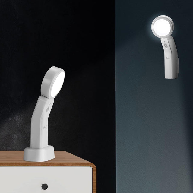 Motion Sensor Light Indoor Rechargeable Battery Powered LED Night Light with PIR Montion Sensor Bedroom Dusk to Dawn Light Sensor Auto Light Desk Lamp & Flashlight [White Light Energy Class A+++]