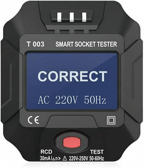Electric Socket Tester, UK Plug Outlet Smart Socket Tester Digital Display LCD Socket Tester Circuit Polarity Detector Wall Plug Breaker Finder Leakage Test