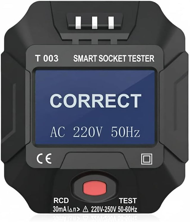 Electric Socket Tester, UK Plug Outlet Smart Socket Tester Digital Display LCD Socket Tester Circuit Polarity Detector Wall Plug Breaker Finder Leakage Test