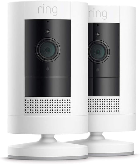 Ring Outdoor Camera Battery (Ring Stick Up Cam Battery) | HD wireless outdoor Security Camera with Two-Way Talk system and Wifi, Works with Alexa | Alternative to CCTV | White | 2 Cameras