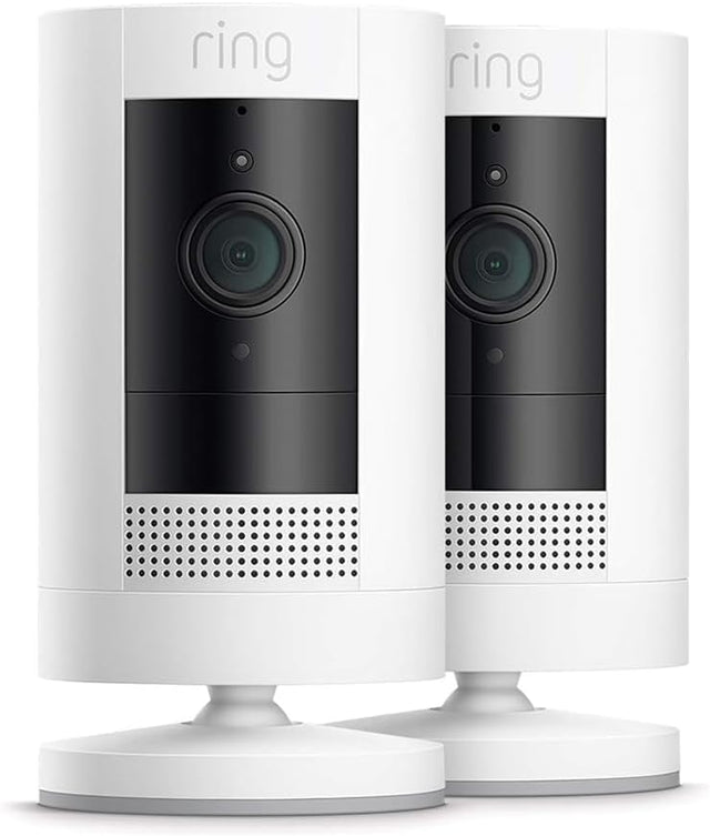 Ring Outdoor Camera Battery (Ring Stick Up Cam Battery) | HD wireless outdoor Security Camera with Two-Way Talk system and Wifi, Works with Alexa | Alternative to CCTV | White | 2 Cameras
