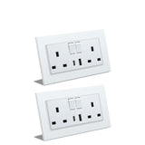 BSEED Double Switched Wall Socket 2 Gang Black with USB C & USB A Charging Ports, 13A Wall Electric Power Socket with Glass Panel