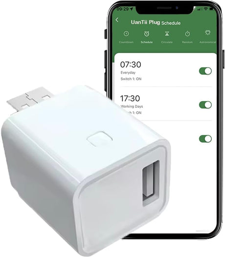 UanTii Smart Adapter Tuya Wifi USB Adapter Timing Schedule Adapter Smart Plug Woks with Smart Life App,Woks with Alexa and Google Home (1 gang)