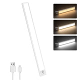 Motion Sensor Under Cabinet Lighting-Magnetic Rechargeable Closet Lights for Kitchen,Stairs,Wardrobe | 3-Color Dimmable LED Under Counter Lighting | Pro Battery Upgrade​ (20cm-2Pack)