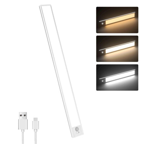 Motion Sensor Under Cabinet Lighting-Magnetic Rechargeable Closet Lights for Kitchen,Stairs,Wardrobe | 3-Color Dimmable LED Under Counter Lighting | Pro Battery Upgrade​ (20cm-2Pack)