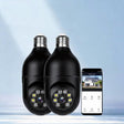 2 Pack Bulb WiFi Camera, Wireless Panoramic HD Indoor Camera, Socket Mount Security Cam, TF Card Not Included, Black