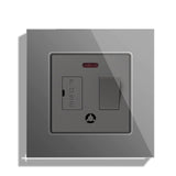 BSEED Double Switched Wall Socket 2 Gang Black with USB C & USB A Charging Ports, 13A Wall Electric Power Socket with Glass Panel