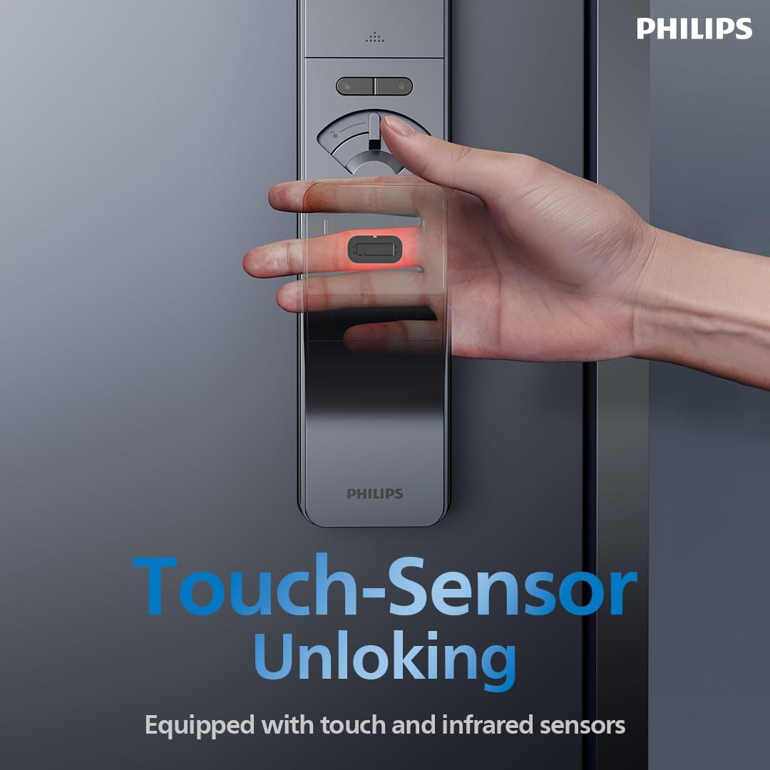 Philips EasyKey DDL801-5HBS Push-Pull Smart Lock, Fingerprint + App
