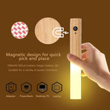 Motion Sensor Night Light, USB Rechargeable Smart LED Light with Human Body Sensor, Magnetic Stick-On Night Lamp for Bedroom, Hallway, Stairway, Wardrobe (Ash Wood)