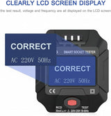 Electric Socket Tester, UK Plug Outlet Smart Socket Tester Digital Display LCD Socket Tester Circuit Polarity Detector Wall Plug Breaker Finder Leakage Test