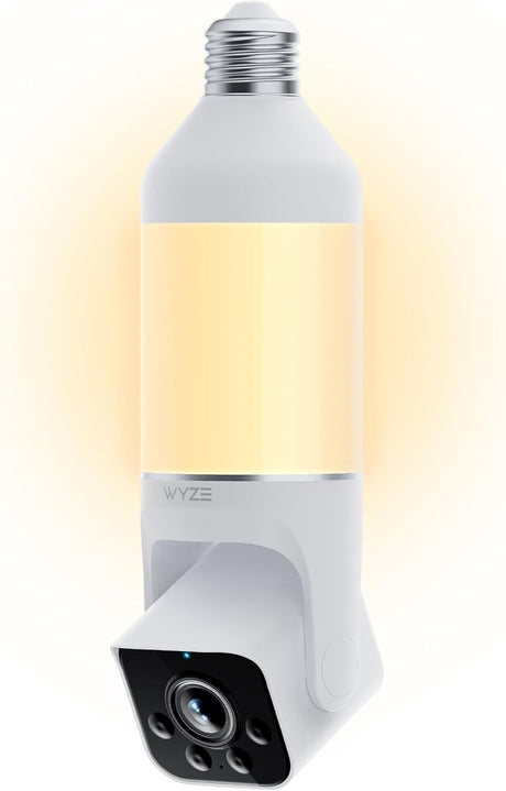 WYZE Bulb Cam Security Camera, 2K HD Security Cameras Wireless Outdoor Indoor Full Color Day and Night, Dimmable LED Bulb, Motion Detection, Siren Alarm, Easy Installation, Compatible with Alexa