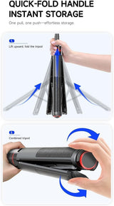 Auto Pop-Up Selfie Stick Tripod with Bluetooth Remote, 360° Rotatable Phone Holder, Extendable Foldable Stand for iPhone & Android Perfect for Travel, Vlogging & Live Streaming