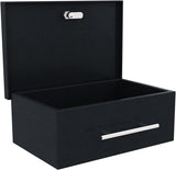 RIGID Large Cash Box | Steel Safe Box | Metal Security Chest with Key Lock | Durable Portable Money Box Safe for Bills Jewelry Receipts Coins (22 * 32.5 * 12 cm) Black - Assembled