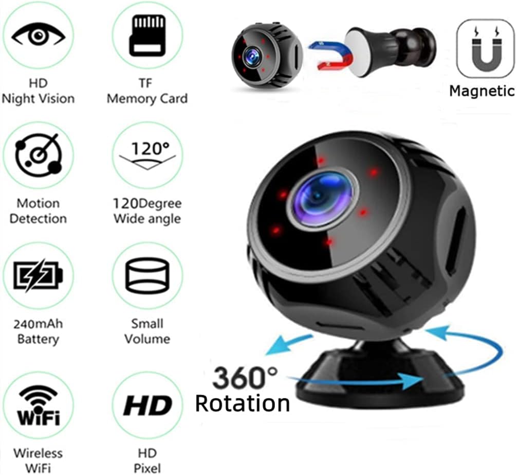 Mini Hidden Camera 1080P HD Hidden Camera Portable Small Nanny Cam with Night Vision and Motion Detection - Built-in Battery - Covert Security Camera for Home/Office/Indoor/Outdoor