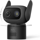 eufy Wired Cam C31,360° Coverage with Pan and Tilt,Indoor and Outdoor,Dual Antenna,Colour Night Vision,Subscription-Free,AI People/Vehicle/Pet/Crying Detection, 24/7 Recording,Black (Black, Solo)