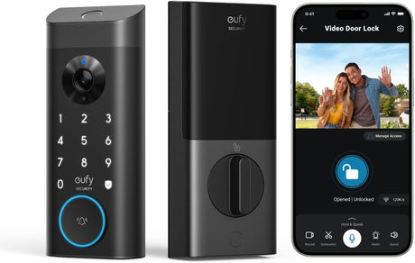 eufy Security Video Smart Lock E330, 3-in-1 Camera+Doorbell+Fingerprint Keyless Entry Door Lock, WiFi Door Lock,App Remote Control,2K HD,Doorbell Camera,No Monthly Fee