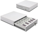 Cash Register Drawer 5 Grids, Cash POS Drawer with Micro Switch Auto Open Secure Money Cash Stand Removable 5 Bill 5 Coin Tray RJ11 Printer 3 Key-Locks for Business Shop Market 40x42x10cm