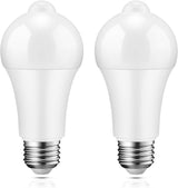 SYOSI Motion Sensor Light Bulbs, , 12W (100W Equivalent) PIR Motion Activated Dusk to Dawn Light Bulb, E26 6000K Cool White Security Bulb for Front Door Garage Hallway, 2 Pack