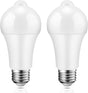 SYOSI Motion Sensor Light Bulbs, , 12W (100W Equivalent) PIR Motion Activated Dusk to Dawn Light Bulb, E26 6000K Cool White Security Bulb for Front Door Garage Hallway, 2 Pack
